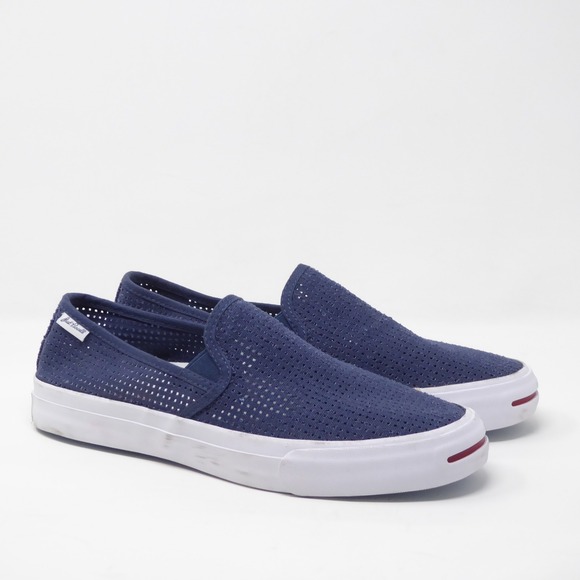 Converse Jack Purcell II Blue Perforated Slip On Sneakers Womens 9.5 / Mens 8 - Picture 1 of 8